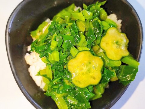 ツルムラサキ☆出汁浸し丼